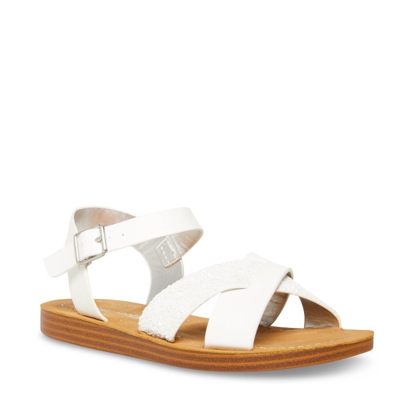 White Steve Madden Jleague Kids' Flat Sandals | PH 8697IPL